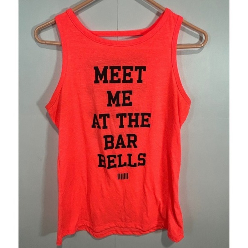 Victoria's Secret VSX Sport Tank Top XS Neon Orange Meet me at the Bar Bells